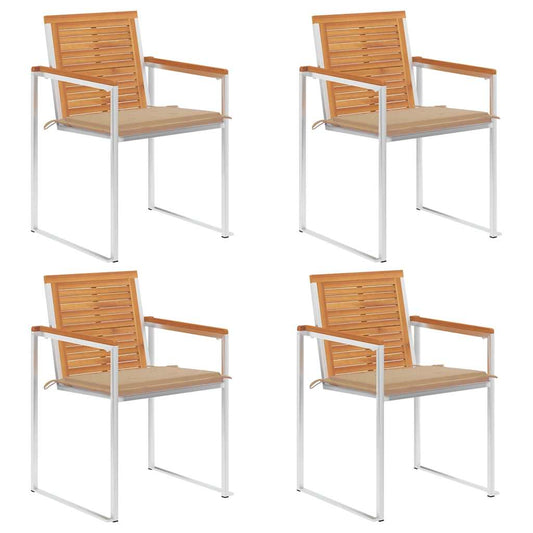 vidaXL Καρέκλες Κήπου 4 τεμ. από Μασίφ Ξύλο Ακακίας με Μαξιλάρια