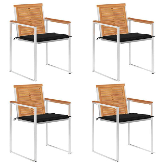 vidaXL Καρέκλες Κήπου 4 τεμ. από Μασίφ Ξύλο Ακακίας με Μαξιλάρια