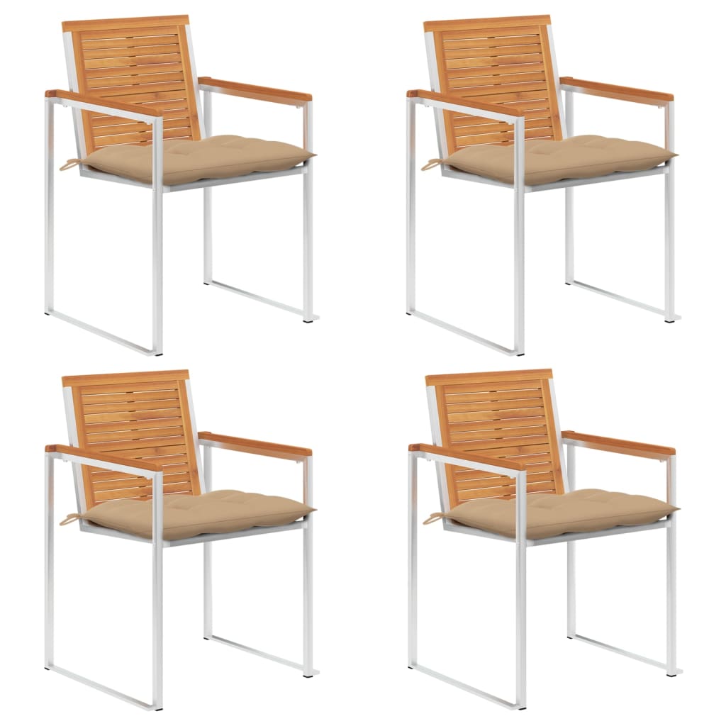 vidaXL Καρέκλες Κήπου 4 τεμ. από Μασίφ Ξύλο Ακακίας με Μαξιλάρια