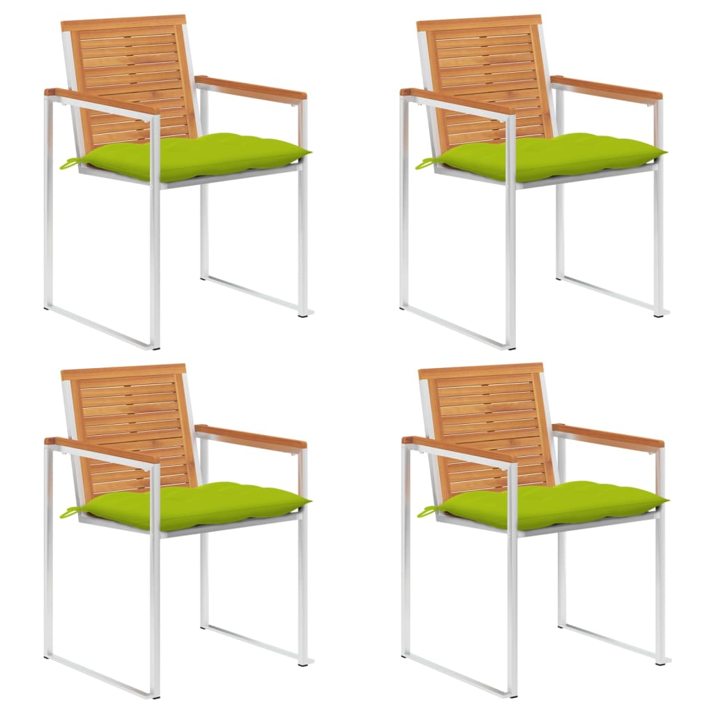 vidaXL Καρέκλες Κήπου 4 τεμ. από Μασίφ Ξύλο Ακακίας με Μαξιλάρια