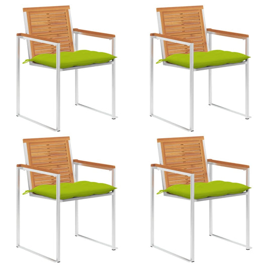 vidaXL Καρέκλες Κήπου 4 τεμ. από Μασίφ Ξύλο Ακακίας με Μαξιλάρια