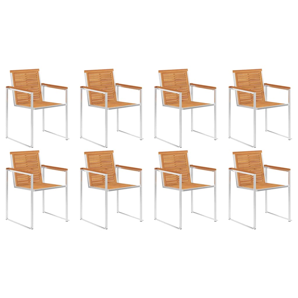 vidaXL Καρέκλες Κήπου 8 τεμ. από Μασίφ Ξύλο Ακακίας με Μαξιλάρια