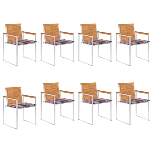 vidaXL Καρέκλες Κήπου 8 τεμ. από Μασίφ Ξύλο Ακακίας με Μαξιλάρια