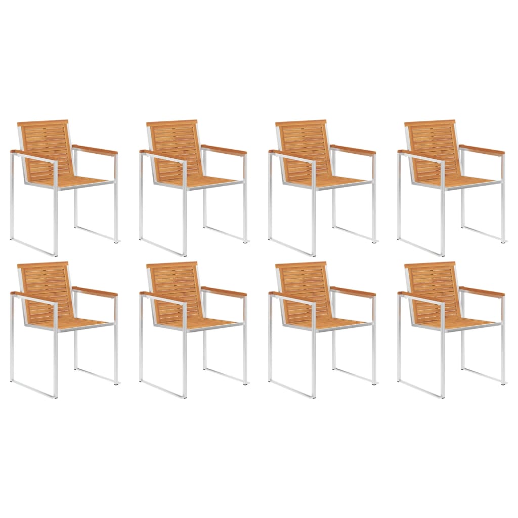 vidaXL Καρέκλες Κήπου 8 τεμ. από Μασίφ Ξύλο Ακακίας με Μαξιλάρια