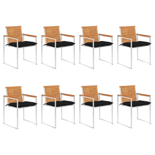 vidaXL Καρέκλες Κήπου 8 τεμ. από Μασίφ Ξύλο Ακακίας με Μαξιλάρια