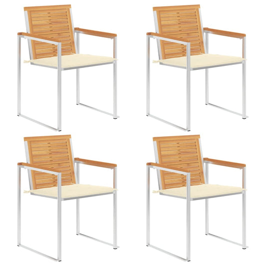 vidaXL Καρέκλες Κήπου 4 τεμ. από Μασίφ Ξύλο Teak με Μαξιλάρια