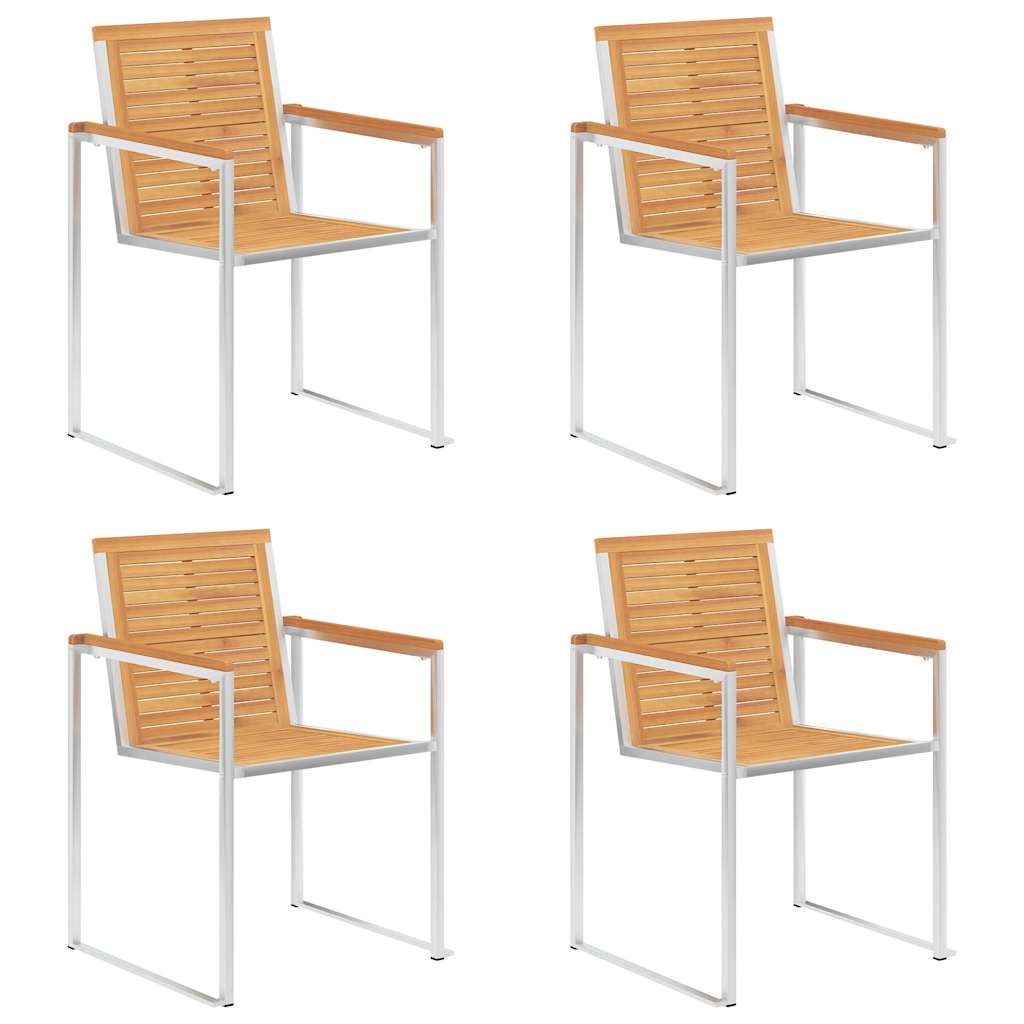 vidaXL Καρέκλες Κήπου 4 τεμ. από Μασίφ Ξύλο Teak με Μαξιλάρια