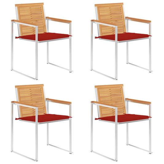 vidaXL Καρέκλες Κήπου 4 τεμ. από Μασίφ Ξύλο Teak με Μαξιλάρια