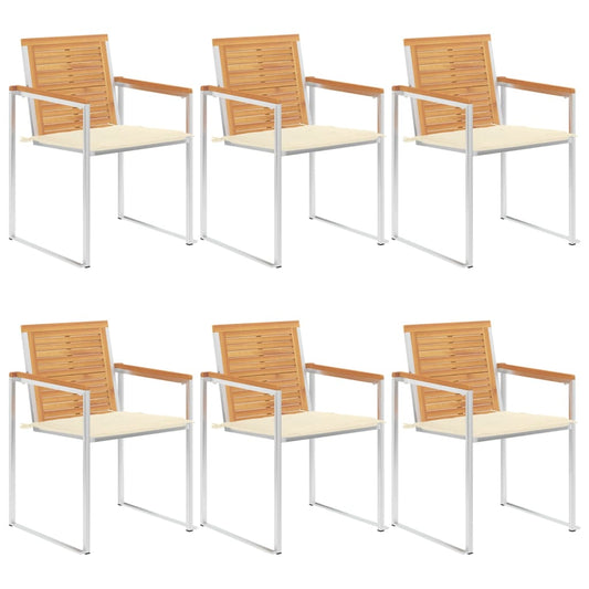 vidaXL Καρέκλες Κήπου 6 τεμ. από Μασίφ Ξύλο Teak με Μαξιλάρια