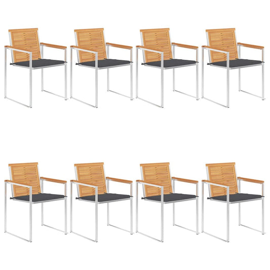 vidaXL Καρέκλες Κήπου 8 τεμάχια από Μασίφ Ξύλο Teak με Μαξιλάρια