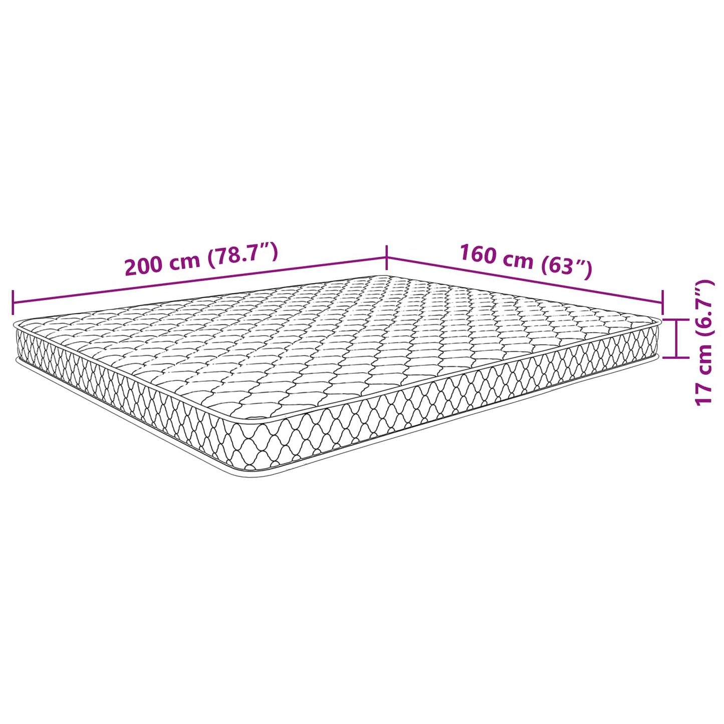 vidaXL Στρώμα Λευκό 200 x 180 x 17 εκ PU Αφρός