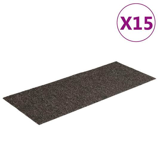 vidaXL Πατάκια Σκαλιών Αυτοκόλλητα 15 τεμ. Ανθρακί Ορθογώνια 60x25 εκ.