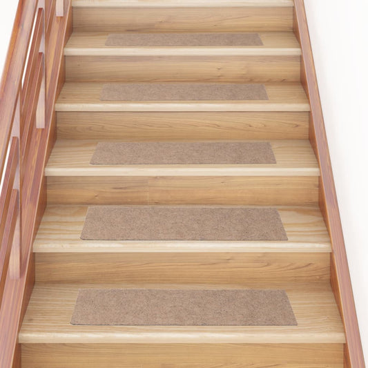 vidaXL Πατάκια Σκάλας Αυτοκόλλητα Ορθογώνια 15 τεμ. Αν. Καφέ 76x20 εκ.