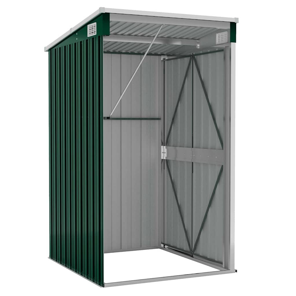 vidaXL Αποθήκη Κήπου Επιτοίχια Πράσινη 118x100x178 εκ από Γαλβ. Ατσάλι