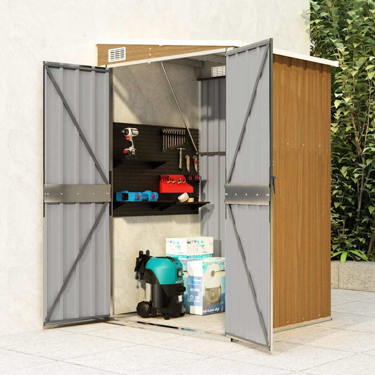 vidaXL Αποθήκη Κήπου Επιτοίχια Καφέ 118x100x178 εκ. από Γαλβ. Ατσάλι