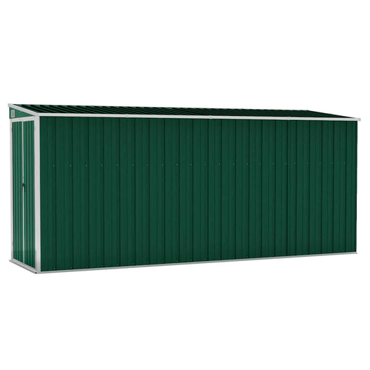 vidaXL Αποθήκη Κήπου Επιτοίχια Πράσινη 118x382x178 εκ από Γαλβ. Ατσάλι