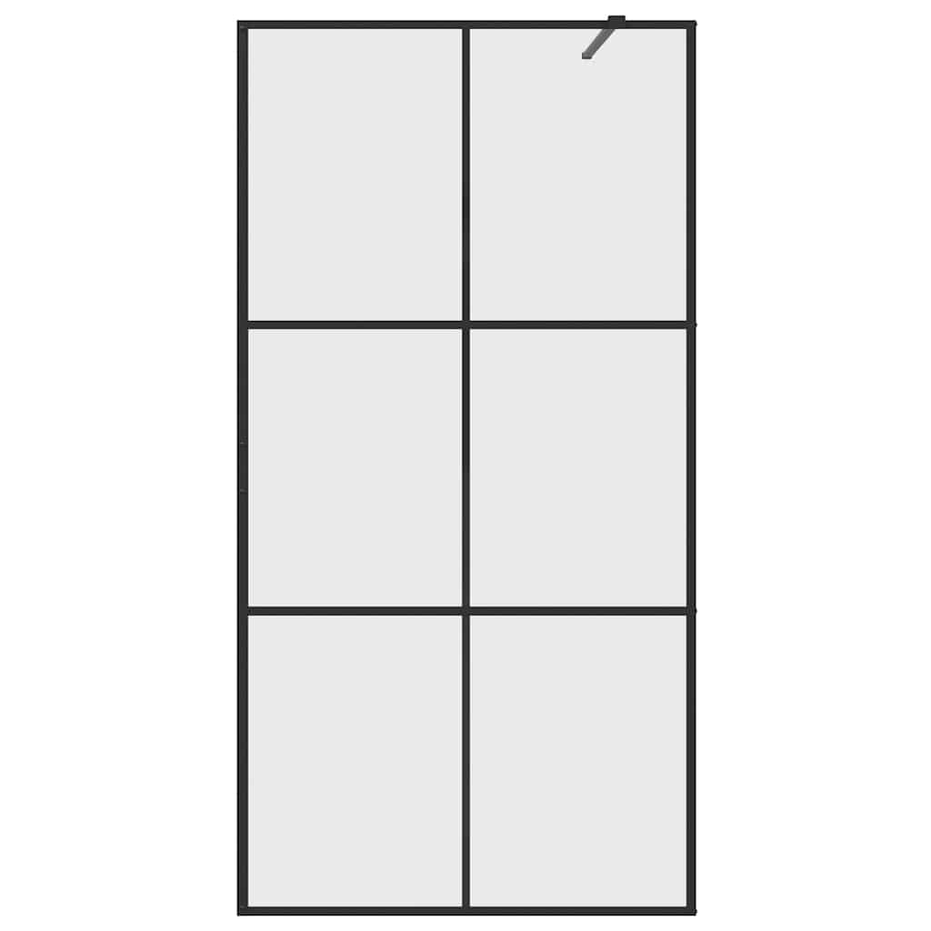 vidaXL Διαχωριστικό Ντουζιέρας Μαύρο 100 x 195 εκ. Διαφανές Γυαλί ESG