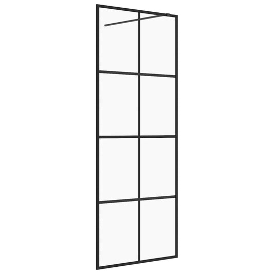 vidaXL Διαχωριστικό Ντουζιέρας Μαύρο 80 x 195 εκ. Διαφανές Γυαλί ESG