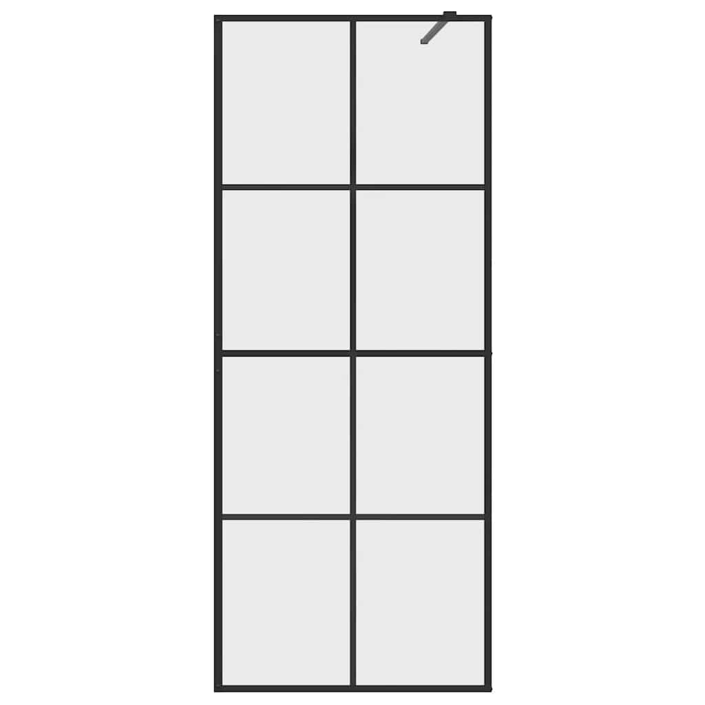vidaXL Διαχωριστικό Ντουζιέρας Μαύρο 80 x 195 εκ. Διαφανές Γυαλί ESG