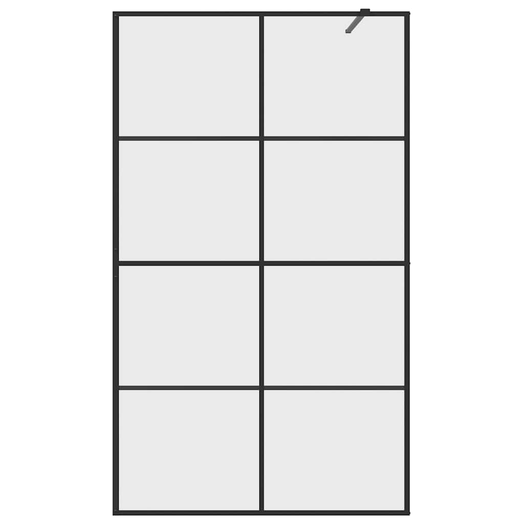 vidaXL Διαχωριστικό Ντουζιέρας Μαύρο 115 x 195 εκ. Διαφανές Γυαλί ESG