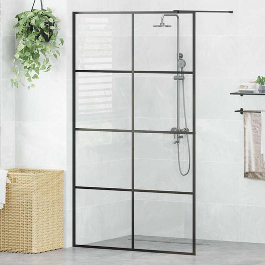 vidaXL Διαχωριστικό Ντουζιέρας Μαύρο 115 x 195 εκ. Διαφανές Γυαλί ESG