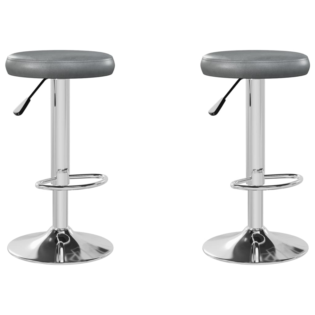 vidaXL Σκαμπό Μπαρ 2 τεμ. Γκρι από Συνθετικό Δέρμα