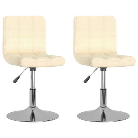 vidaXL Καρέκλες Τραπεζαρίας Περιστρεφόμενες 2 τεμ. Κρεμ Υφασμάτινες