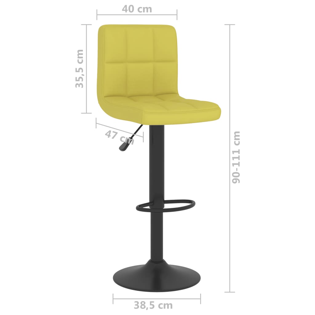 vidaXL Σκαμπό Μπαρ 2 τεμ. Πράσινα Υφασμάτινα