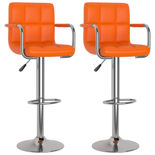 vidaXL Σκαμπό Μπαρ 2 τεμ. Πορτοκαλί από Συνθετικό Δέρμα
