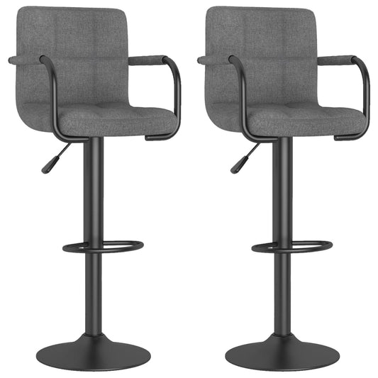 vidaXL Σκαμπό Μπαρ 2 τεμ. Ανοιχτό Γκρι Υφασμάτινα