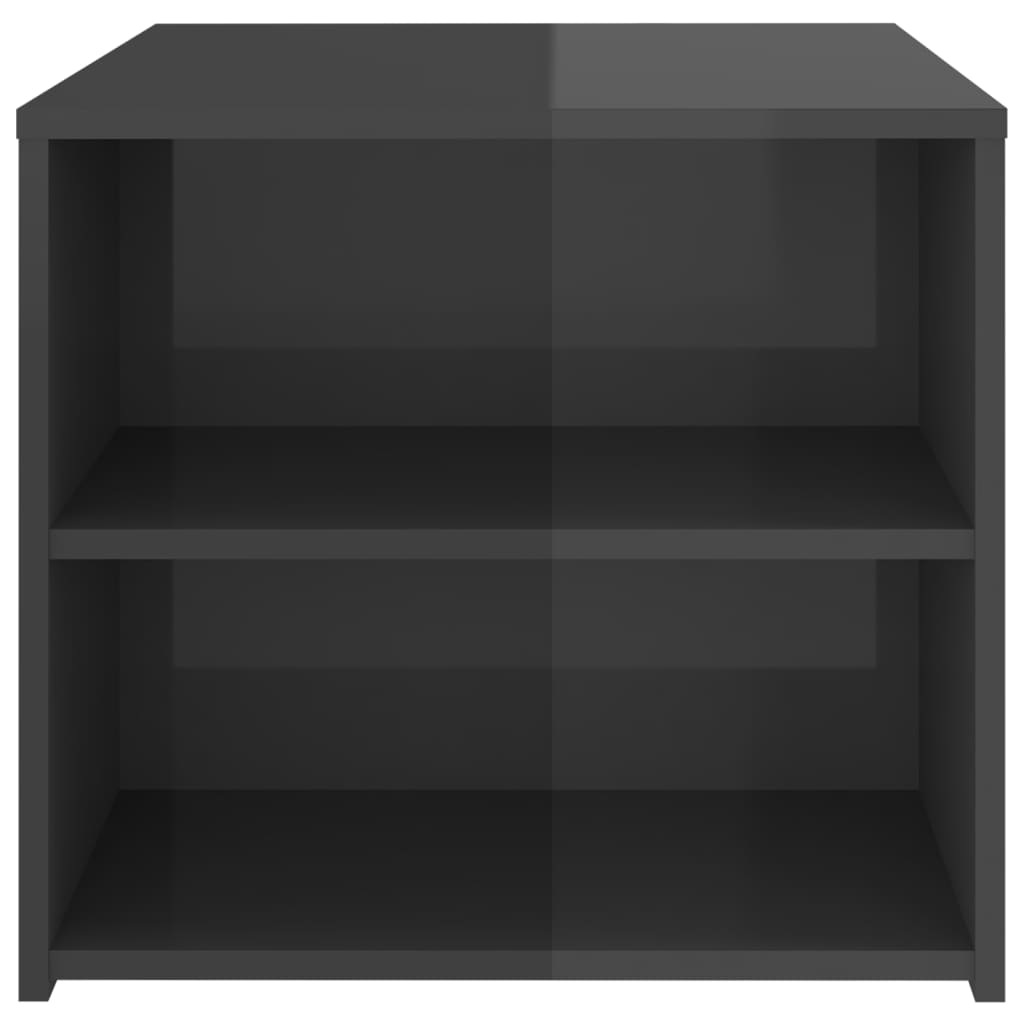 vidaXL Τραπέζι Βοηθητικό Γυαλιστερό Γκρι 50 x 50 x 45 εκ. Επεξ. Ξύλο