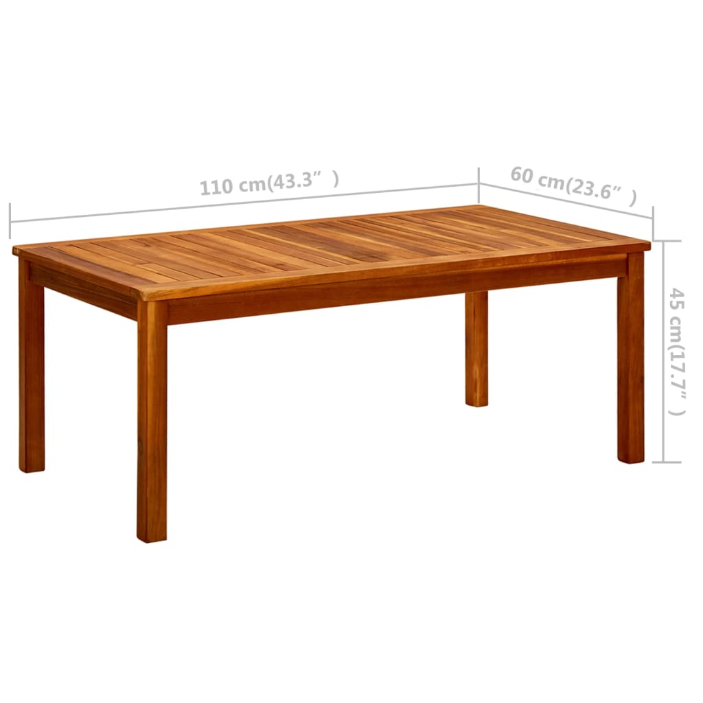 vidaXL Τραπεζάκι Σαλονιού Κήπου 110 x 60 x 45 εκ. Μασίφ Ξύλο Ακακίας