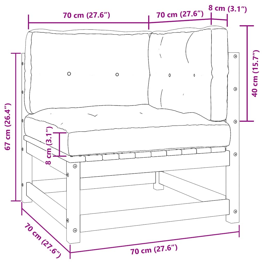 vidaXL Καναπές Κήπου Γωνιακός Ξύλο Πεύκου με Ανθρακί Μαξιλάρια