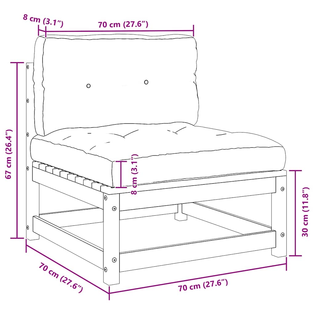vidaXL Καναπέδες Κήπου Μεσαίοι 2 τεμ. Μασίφ Ξύλο Πεύκου με Μαξιλάρια