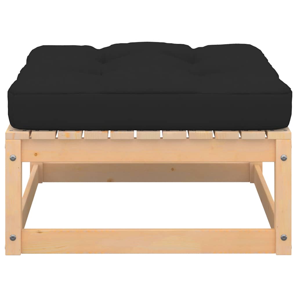 vidaXL Υποπόδιο Κήπου Μασίφ Ξύλο Πεύκου με Μαξιλάρια