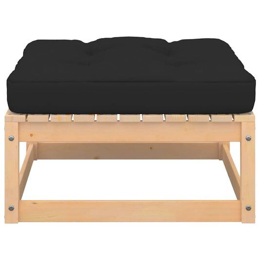 vidaXL Υποπόδιο Κήπου Μασίφ Ξύλο Πεύκου με Μαξιλάρια