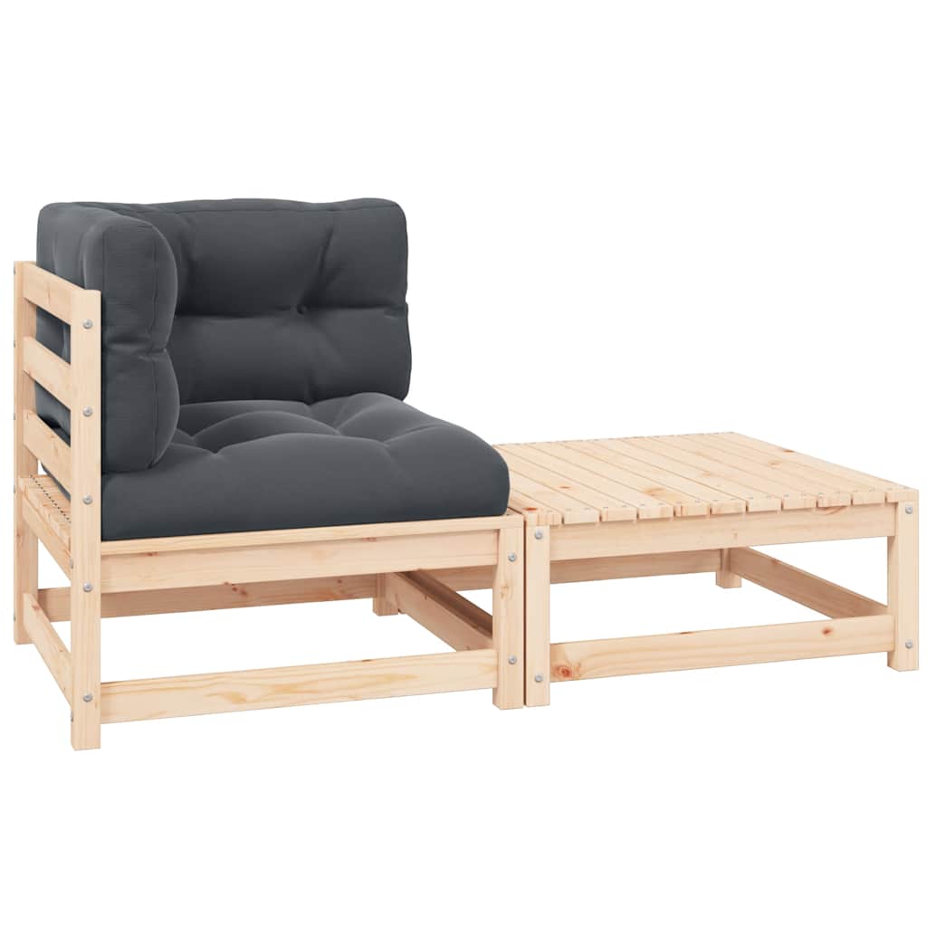 vidaXL Σαλόνι Κήπου 2 Τεμαχίων από Μασίφ Ξύλο Πεύκου με Μαξιλάρια