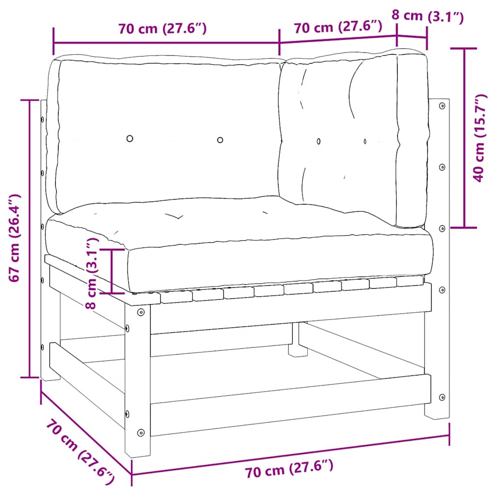 vidaXL Σαλόνι Κήπου 2 Τεμαχίων από Μασίφ Ξύλο Πεύκου με Μαξιλάρια