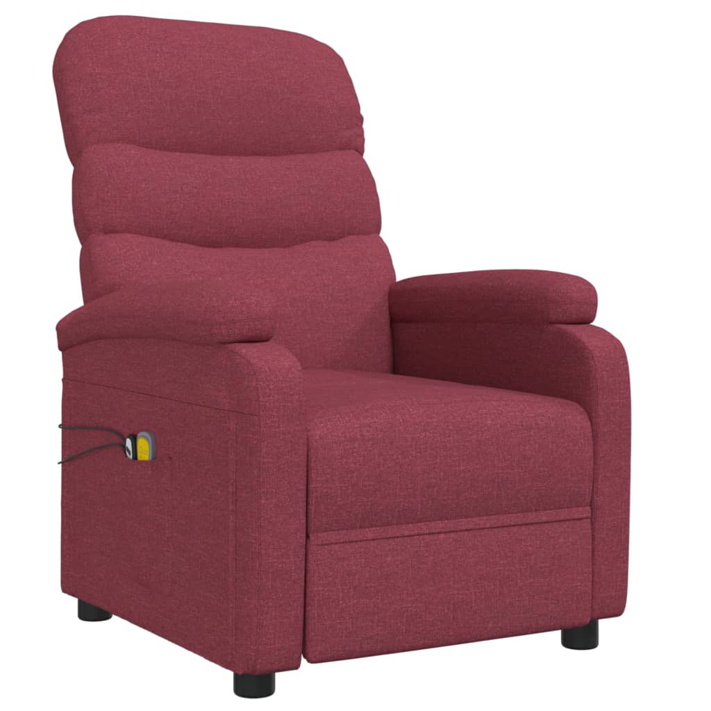 vidaXL Πολυθρόνα Μασάζ Ηλεκτρική Μπορντό Υφασμάτινη