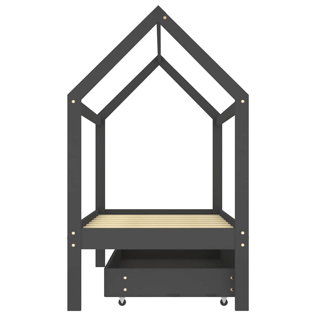 vidaXL Πλαίσιο Κρεβατιού Παιδικό με Συρτάρι Σκ. Γκρι 80x160 εκ. Πεύκο