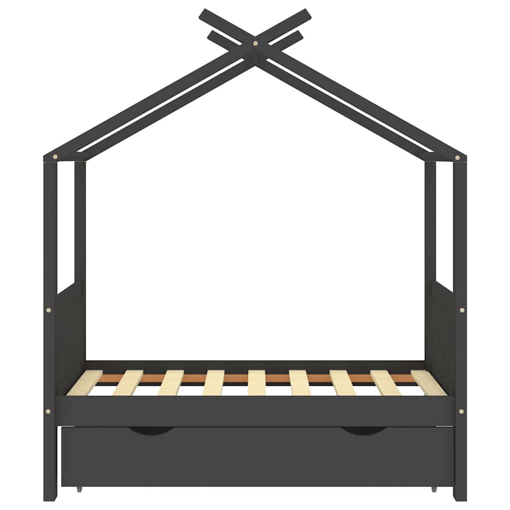 vidaXL Πλαίσιο Κρεβατιού Παιδικό με Συρτάρι Σκ. Γκρι 70x140 εκ. Πεύκο