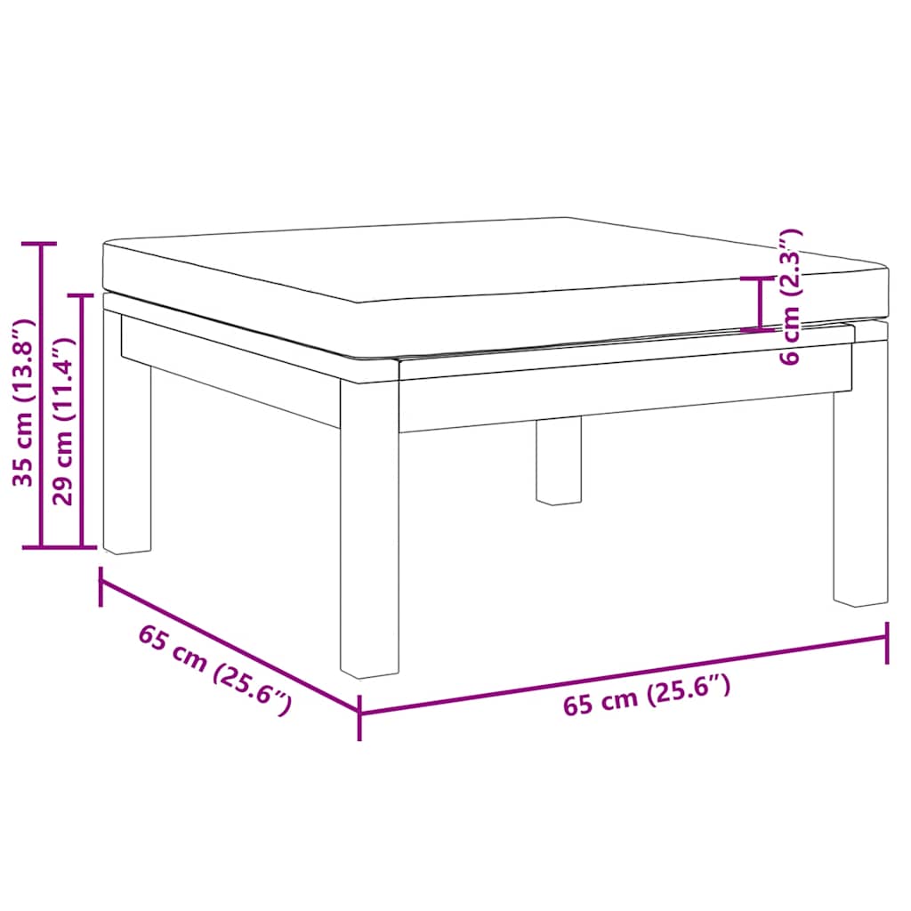 vidaXL Υποπόδιο από Μασίφ Ξύλο Ακακίας με Σκούρο Γκρι Μαξιλάρι