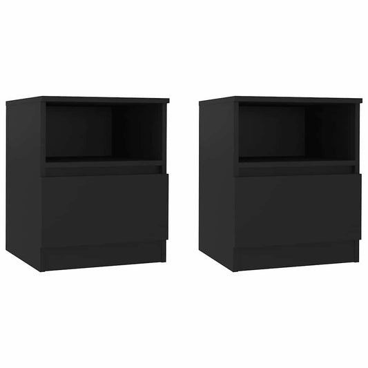 vidaXL Κομοδίνα 2 Τεμαχίων Μαύρα 40 x 40 x 50 εκ. από Επεξ. Ξύλο