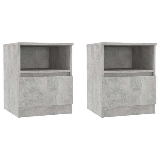 vidaXL Κομοδίνα 2 Τεμαχίων Γκρι 40 x 40 x 50 εκ. από Επεξ. Ξύλο