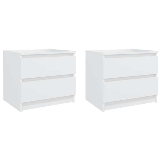 vidaXL Κομοδίνα 2 τεμ. Λευκά 50 x 39 x 43,5 εκ. από Επεξεργασμένο Ξύλο