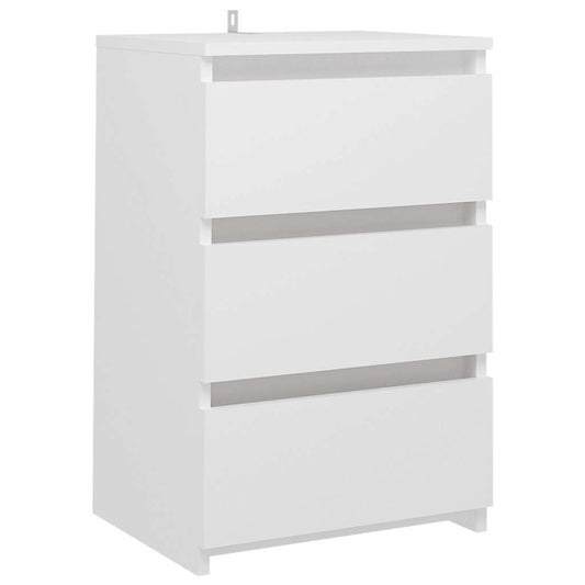 vidaXL Κομοδίνο Λευκό 40 x 35 x 62,5 εκ. από Επεξ. Ξύλο