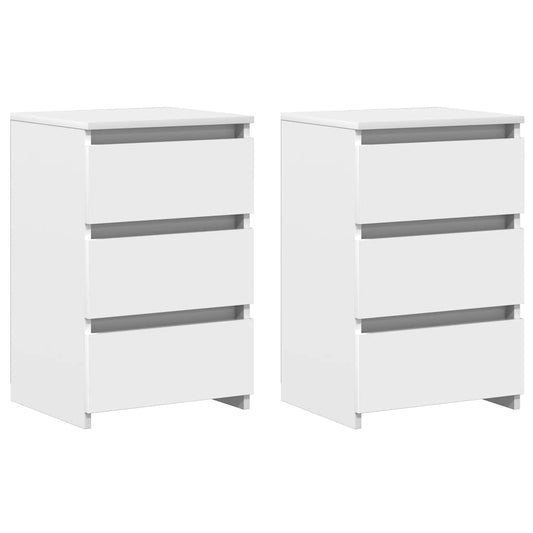 vidaXL Κομοδίνα 2 τεμ. Λευκά 40 x 35 x 62,5 εκ. από Επεξ. Ξύλο