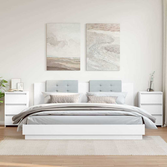 vidaXL Κομοδίνα 2 τεμ. Λευκά 40 x 35 x 62,5 εκ. από Επεξ. Ξύλο