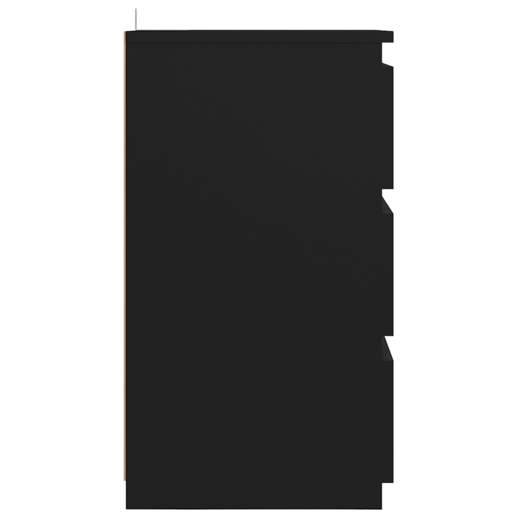 vidaXL Κομοδίνο Μαύρο 40 x 35 x 62,5 εκ. από Επεξ. Ξύλο