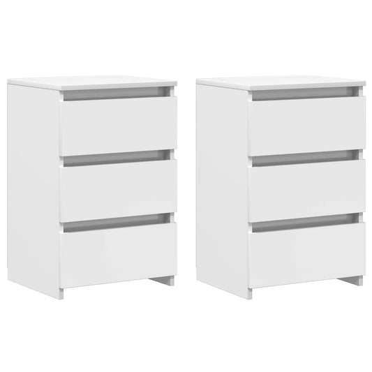 vidaXL Κομοδίνα 2 τεμ. Γυαλιστερό Λευκό 40x35x62,5 εκ. από Επεξ. Ξύλο